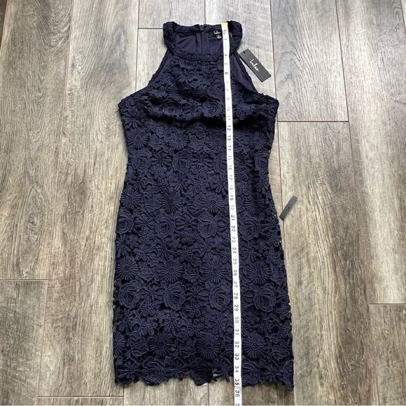 Lulu’s Love Poem NWT Navy Blue Lace Floral Mini Dress Size Medium - Picture 11 of 14